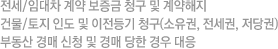 전세/임대차 계약 보증금 청구 및 계약해지, 건물/토지 인도 및 이전등기 청구(소유권, 전세권, 저당권), 부동산 경매 신청 및 경매 당한 경우 대응